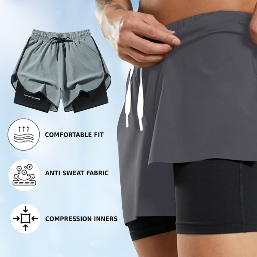 UrbanFlex™ - 2-in-1 Double Layer Shorts With Inner Pocket 🏃♂️ (Buy 1 Get 1 Free🔥)