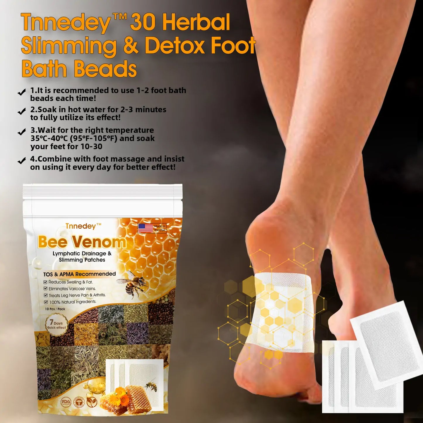 Bee Venom Lymphatic Drainage & Slimming Foot Patches ๐ฟ๐ฃ