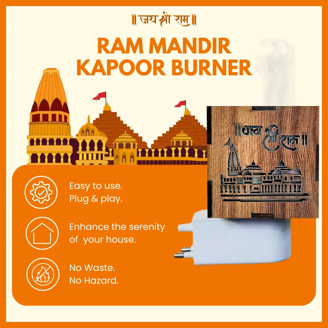 3 IN 1 Ayodhya Ram Mandir Electric Kapoor Burner & Night lamp