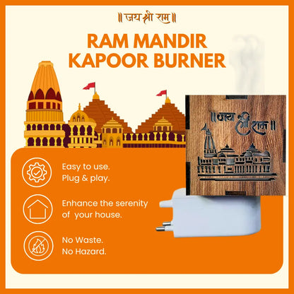 3 IN 1 Ayodhya Ram Mandir Electric Kapoor Burner & Night lamp
