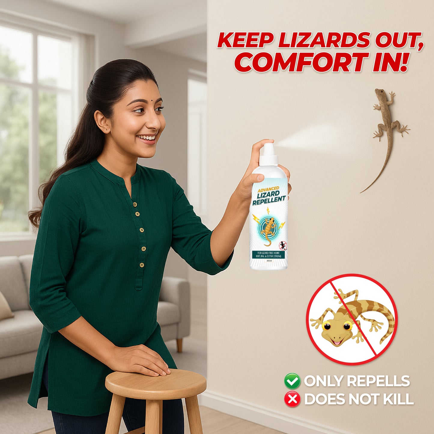 Lizard-Shield Lizard Repellent Spray | Chemical-Free Anti Lizard Spray For Home & Office